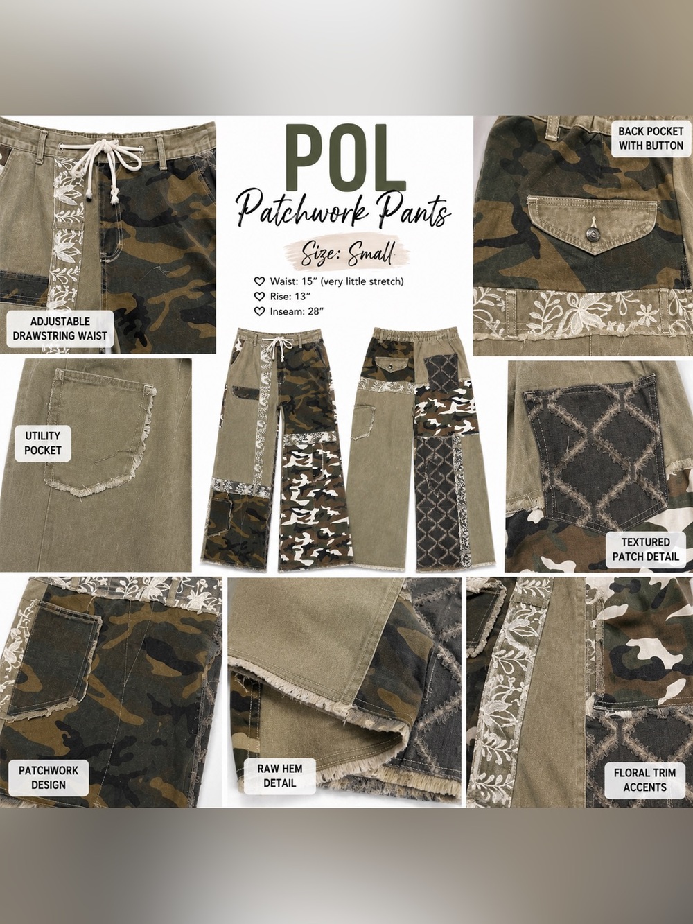 POL Patchwork Camo Wide Leg Pants
Size Small | New - Picture 3 of 4